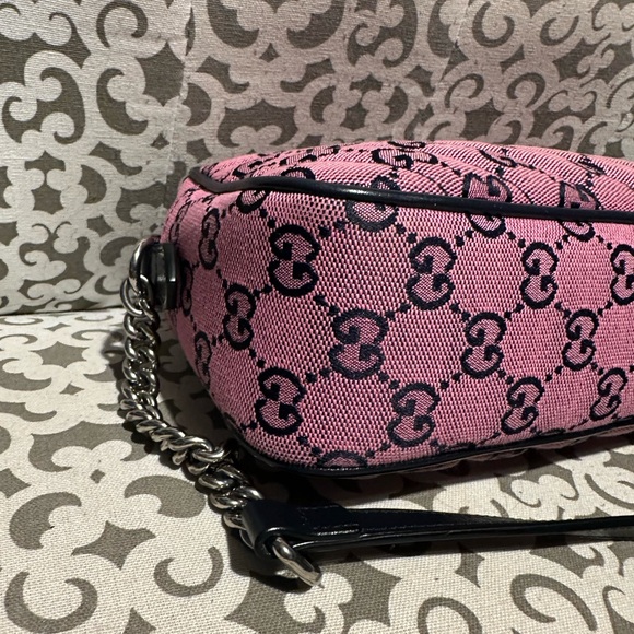 Gucci GG Marmont Pink and Navy Crossbody Bag - Picture 4 of 9